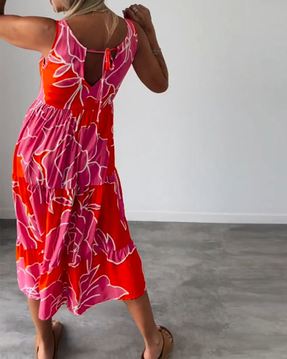 Damska sukienka z patchworkowym nadrukiem