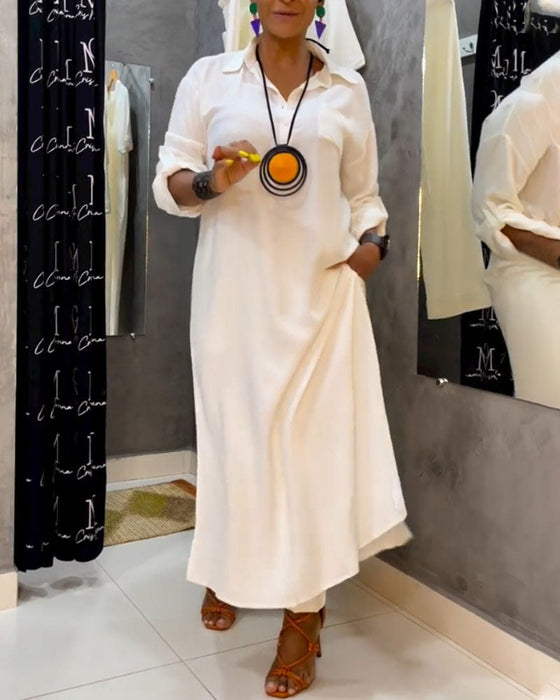 Sukienka z kieszeniami w jednolitym kolorze