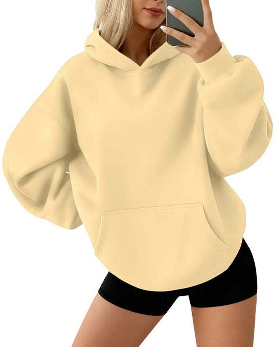 Hoodie Jednolity Kolor Długi Rękaw Swobodny