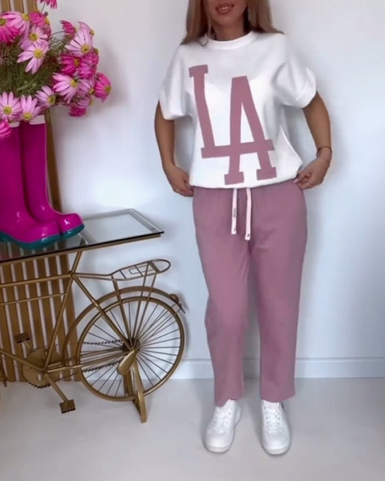 Ustaw Casual Letter Print Sports