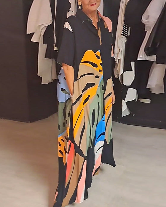 Swobodna sukienka z nadrukiem