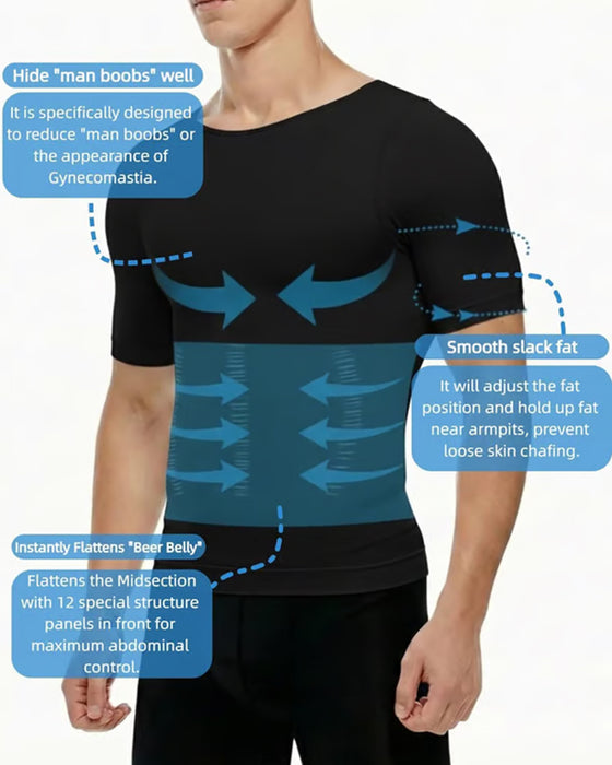 T-Shirt Męski Krótki Rękaw Wyszczuplający