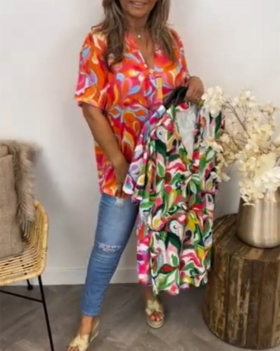 Koszula z dekoltem w kształcie litery V i krótkimi rękawami