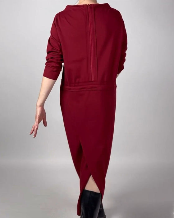 Sukienka w jednolitych kolorach z kieszeniami