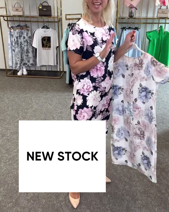 Sukienka Moda Płatkowa Krótki Rękaw Prosta