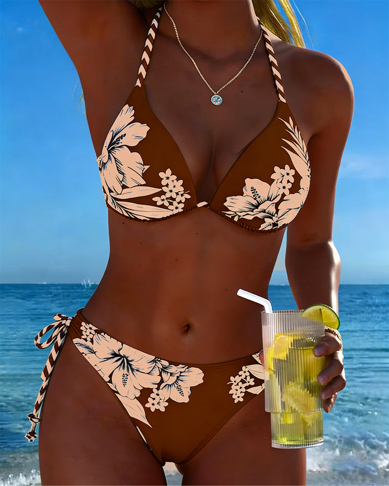 Bikini Prosty Seksowny Halter Dekolt