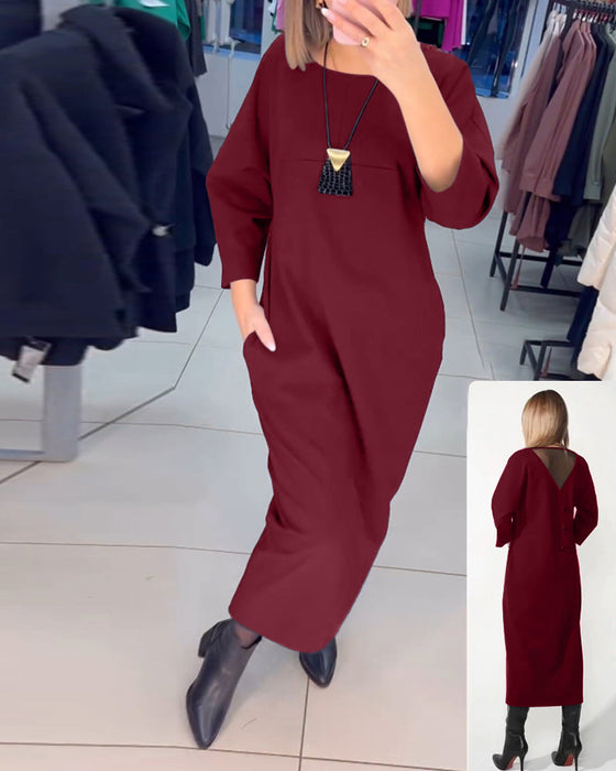 Sukienka z długim rękawem i kieszeniami