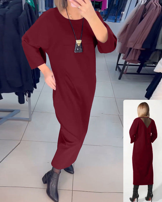 Sukienka z długim rękawem i kieszeniami