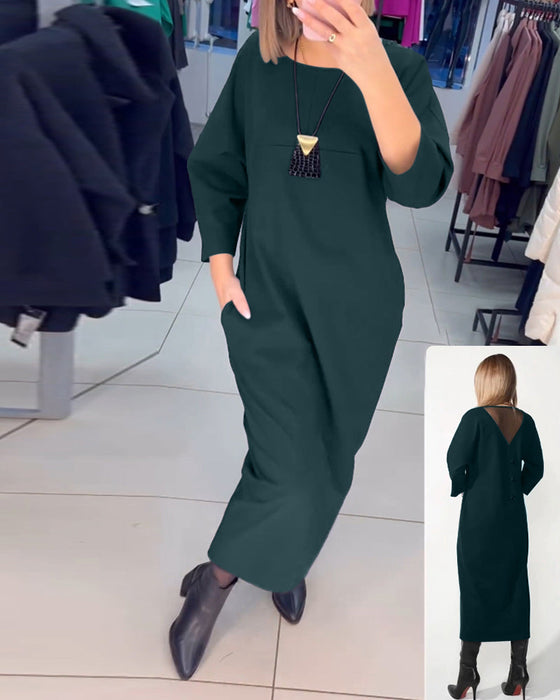 Sukienka z długim rękawem i kieszeniami