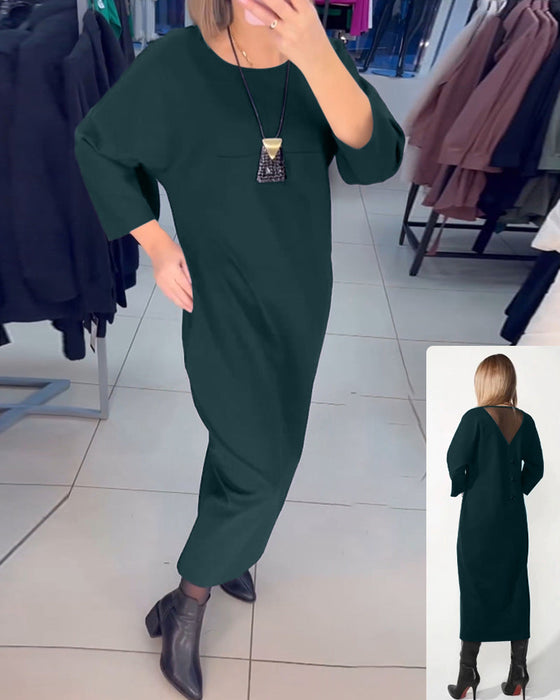 Sukienka z długim rękawem i kieszeniami